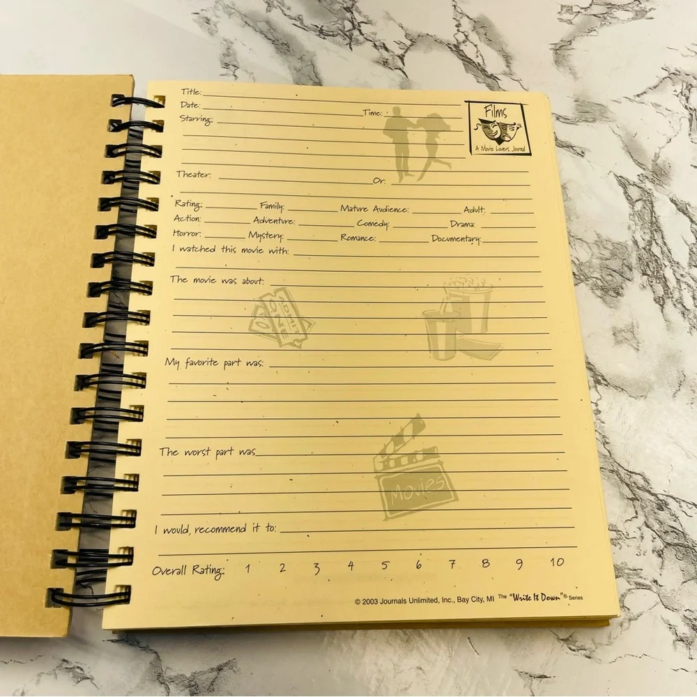 Tan Spiral-Bound Movie Lovers Journal